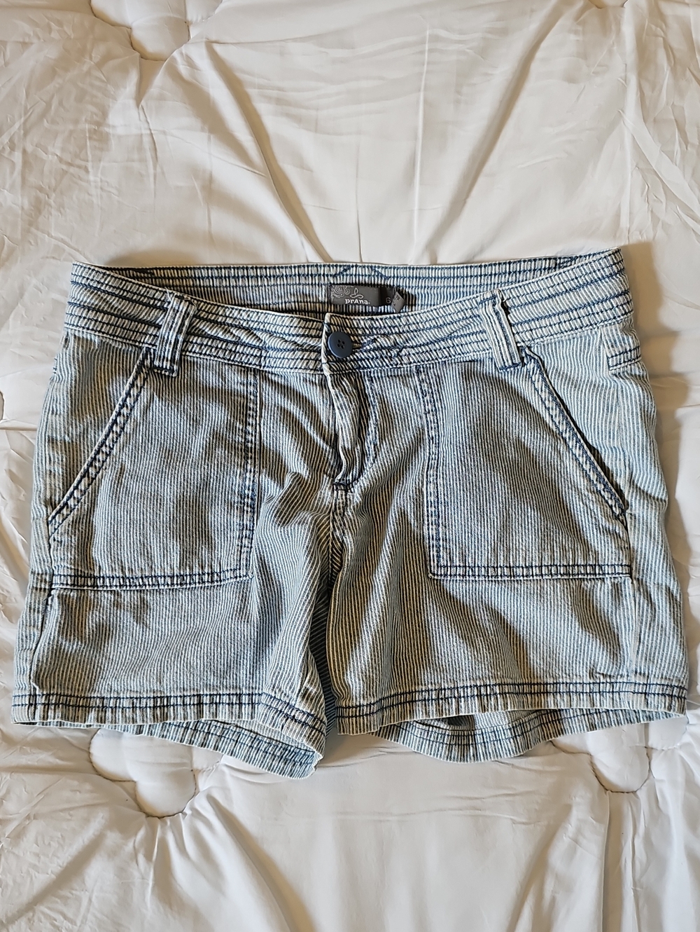 Prana Striped Blue Cargo Shorts